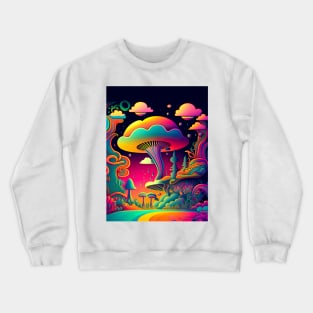 Psychedelic Dream Forest Filled with Colorful Mushrooms Crewneck Sweatshirt